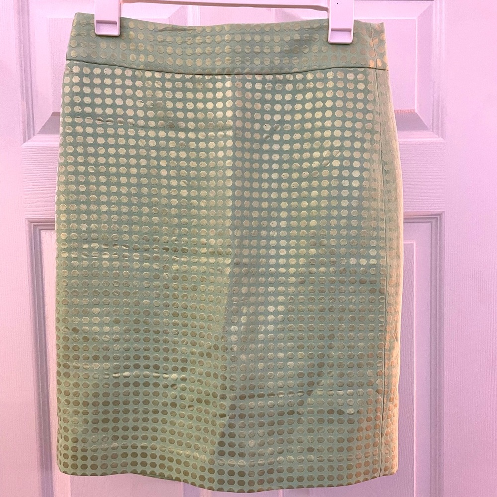 J crew pencil green dot skirt size 2